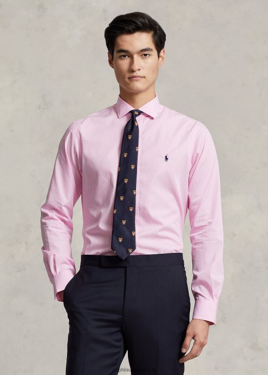 chemise slim en popeline rayée 46T60T380 Hommes Ralph Lauren rose/blanc