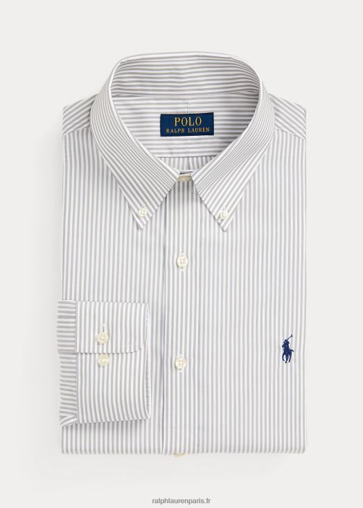 chemise slim en popeline rayée 46T60T381 Hommes Ralph Lauren brouillard gris