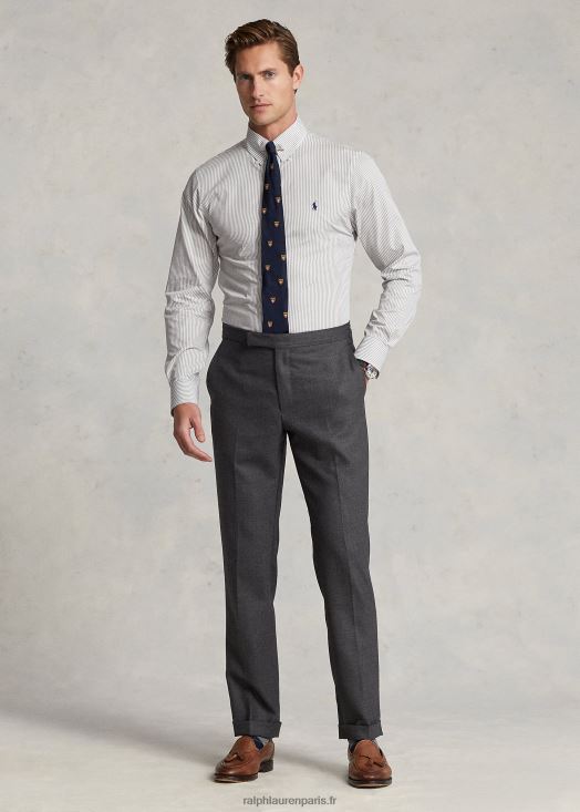 chemise slim en popeline rayée 46T60T381 Hommes Ralph Lauren brouillard gris