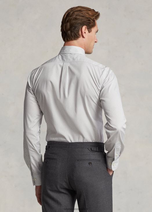 chemise slim en popeline rayée 46T60T381 Hommes Ralph Lauren brouillard gris