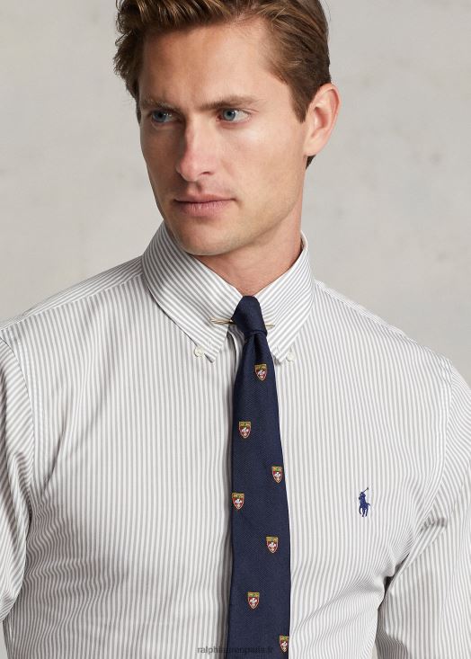 chemise slim en popeline rayée 46T60T381 Hommes Ralph Lauren brouillard gris