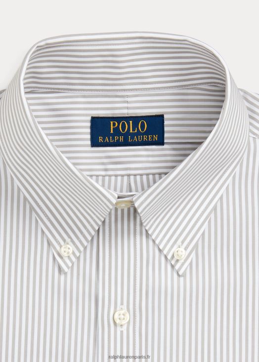 chemise slim en popeline rayée 46T60T381 Hommes Ralph Lauren brouillard gris