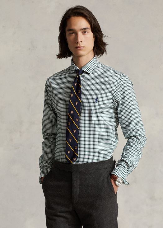 chemise slim fit en popeline à carreaux 46T60T741 Hommes Ralph Lauren pin/blanc