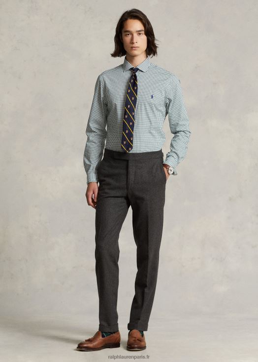 chemise slim fit en popeline à carreaux 46T60T741 Hommes Ralph Lauren pin/blanc