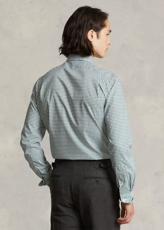 chemise slim fit en popeline à carreaux 46T60T741 Hommes Ralph Lauren pin/blanc