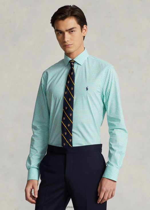 chemise slim fit en popeline à carreaux 46T60T742 Hommes Ralph Lauren key west vert/blanc