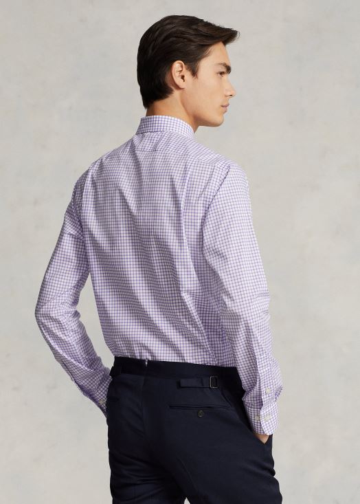 chemise slim fit en popeline à carreaux 46T60T743 Hommes Ralph Lauren cactus violet/blanc