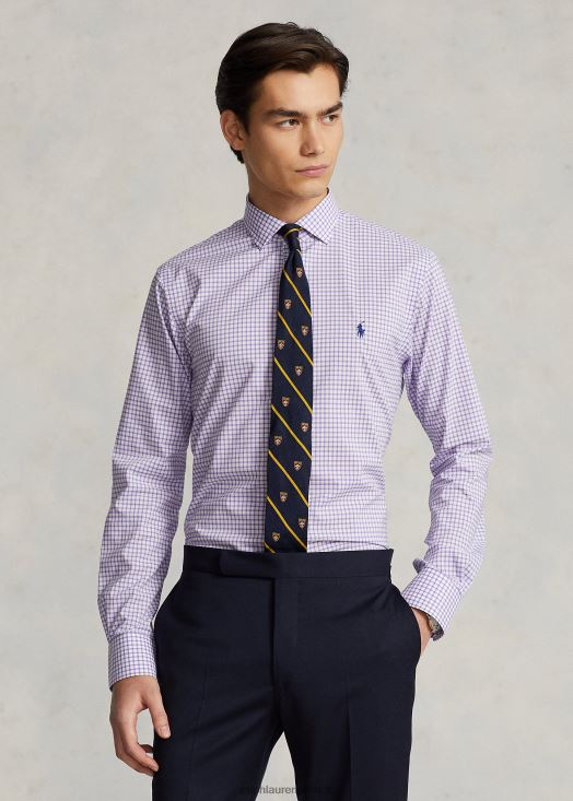 chemise slim fit en popeline à carreaux 46T60T743 Hommes Ralph Lauren cactus violet/blanc