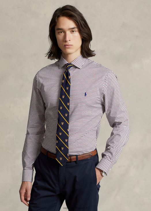 chemise slim fit en popeline à carreaux 46T60T744 Hommes Ralph Lauren vin/blanc