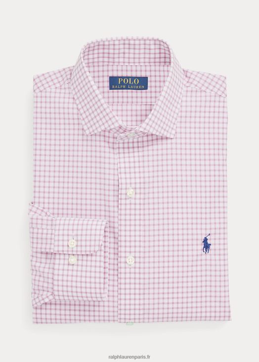 chemise slim fit en popeline à carreaux 46T60T745 Hommes Ralph Lauren rose carmel/blanc
