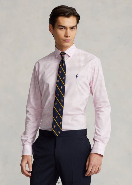 chemise slim fit en popeline à carreaux 46T60T745 Hommes Ralph Lauren rose carmel/blanc