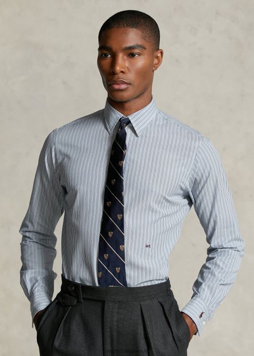 la chemise à monogramme de la collection morehouse 46T60T1292 Hommes Ralph Lauren bleu blanc - Cliquez sur l'image pour la fermer