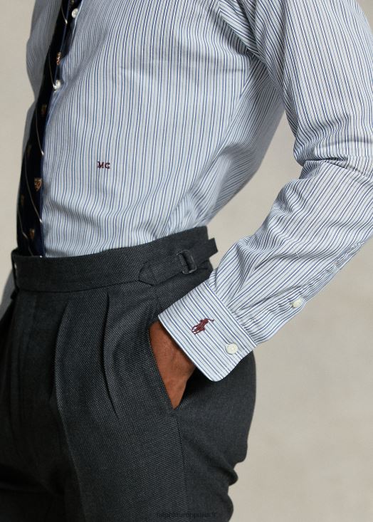 la chemise à monogramme de la collection morehouse 46T60T1292 Hommes Ralph Lauren bleu blanc
