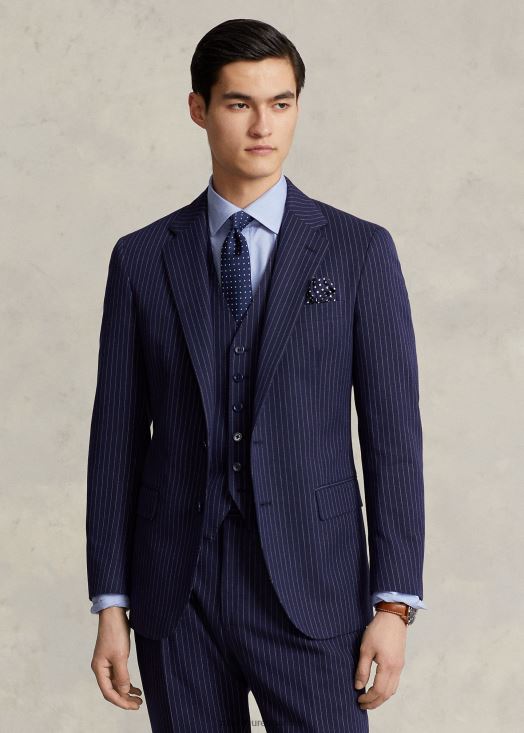costume 3 pièces dobby polo à fines rayures 46T60T1226 Hommes Ralph Lauren marine/crème