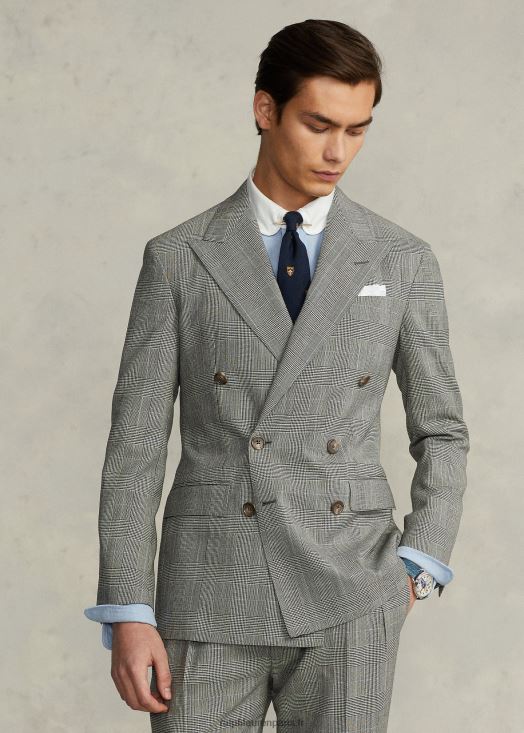costume polo en laine à carreaux Prince de Galles 46T60T8604 Hommes Ralph Lauren noir/crème/bleu