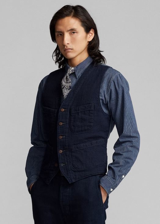 gilet à chevrons indigo 46T60T1752 Hommes Ralph Lauren bleu marine profond