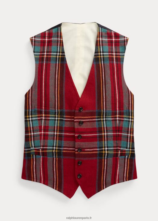 gilet en lin à carreaux 46T60T1241 Hommes Ralph Lauren multicolore rouge/vert
