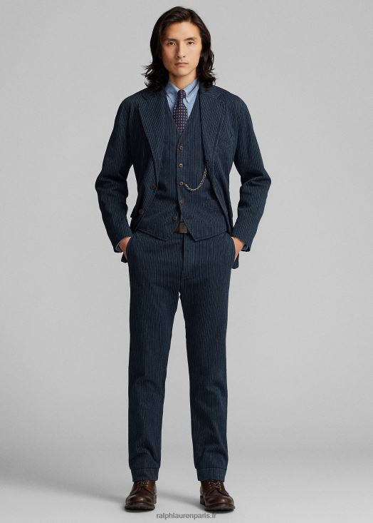 gilet à fines rayures et chevrons 46T60T1746 Hommes Ralph Lauren rayures indigo