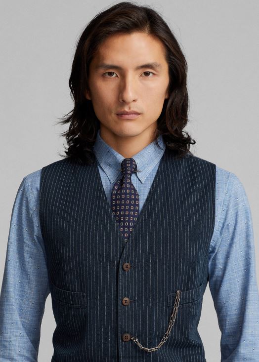 gilet à fines rayures et chevrons 46T60T1746 Hommes Ralph Lauren rayures indigo