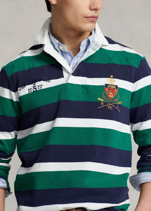 maillot de rugby coupe classique en jersey rayé 46T60T797 Hommes Ralph Lauren multi vert athlétique