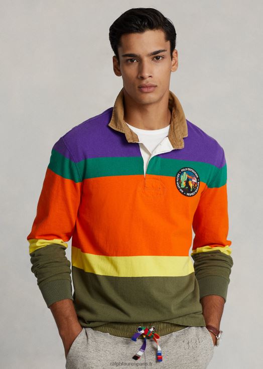 maillot de rugby coupe classique en jersey rayé 46T60T8480 Hommes Ralph Lauren cactus violet multi