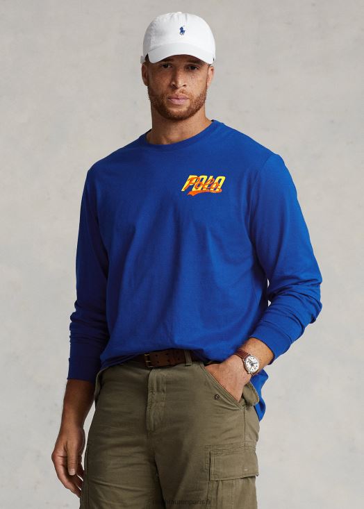 t-shirt à manches longues en jersey à logo empilé 46T60T1397 Hommes Ralph Lauren étoile saphir