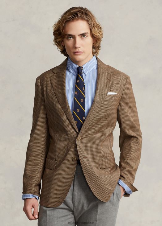 manteau sport polo en laine pied-de-poule douce 46T60T1103 Hommes Ralph Lauren marron/beige