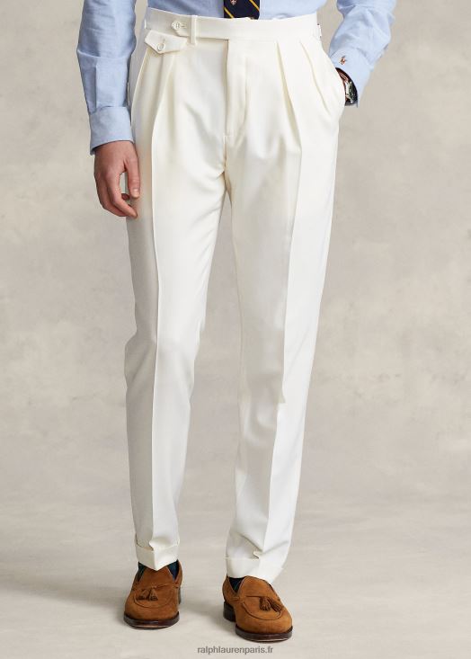 pantalon barathea plissé en laine 46T60T1160 Hommes Ralph Lauren crème de parchemin