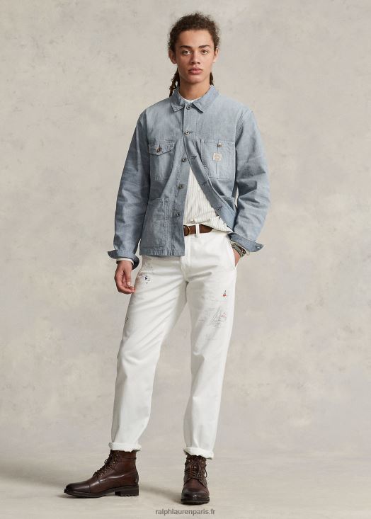pantalon chino coupe droite à imprimé nautique 46T60T1179 Hommes Ralph Lauren deckwash blanc/nautique