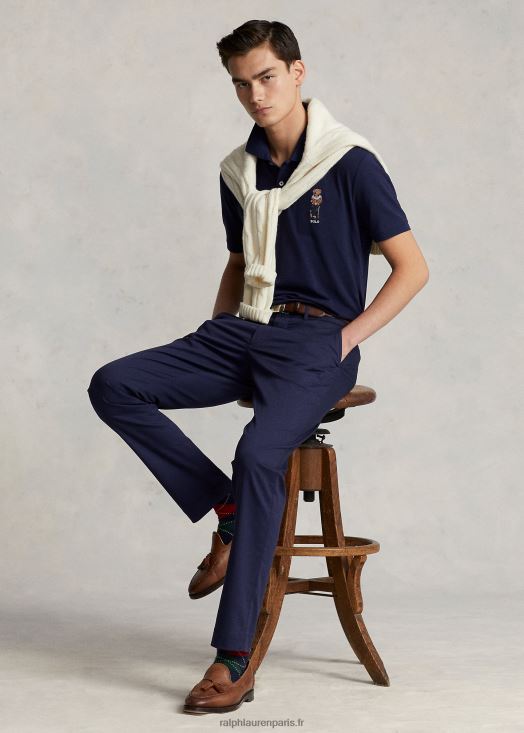 pantalon chino performance coupe slim stretch 46T60T927 Hommes Ralph Lauren marine raffinée