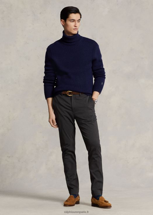 pantalon chino stretch coupe droite 46T60T739 Hommes Ralph Lauren caillou noir