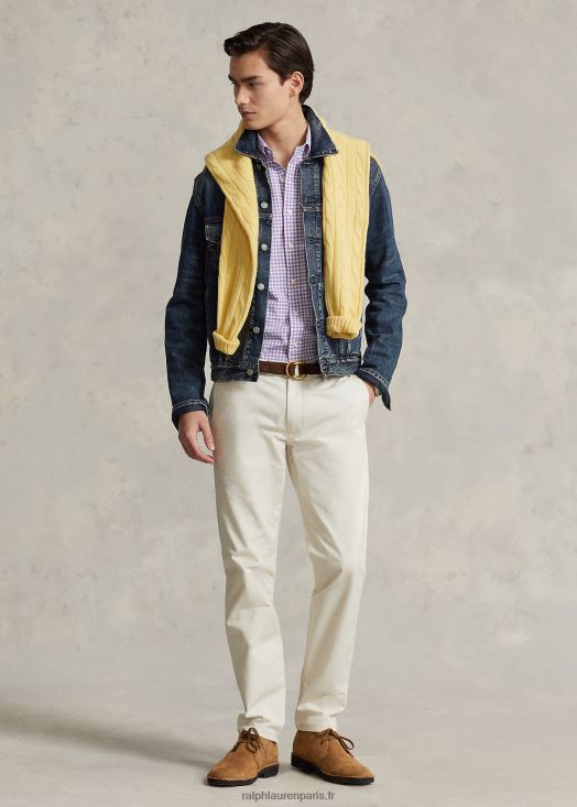 pantalon chino stretch coupe slim 46T60T469 Hommes Ralph Lauren crème