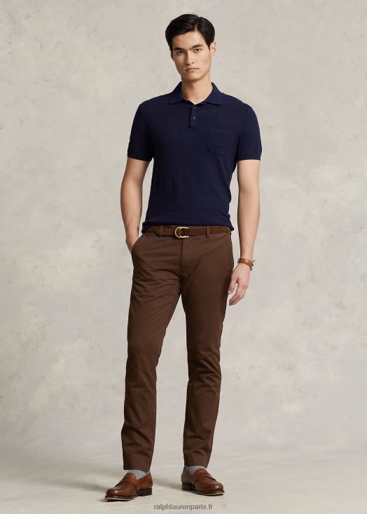 pantalon chino stretch coupe slim 46T60T470 Hommes Ralph Lauren branche marron