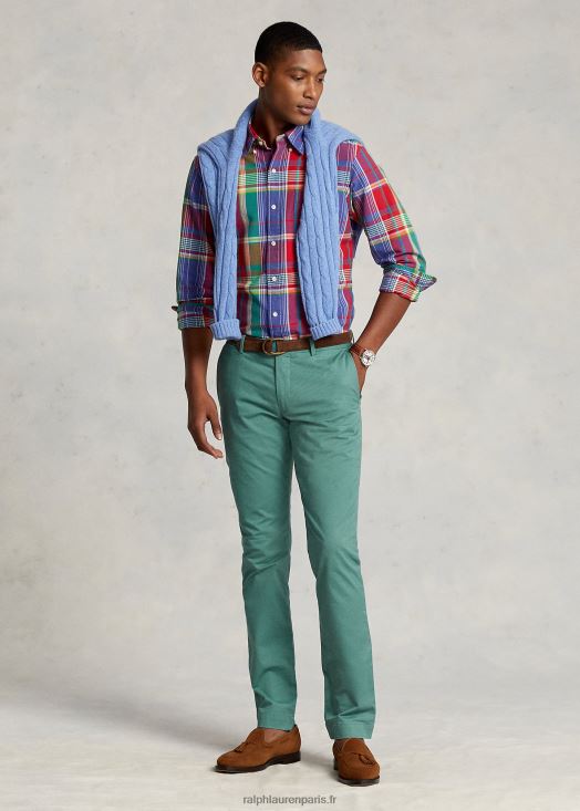 pantalon chino stretch coupe slim 46T60T471 Hommes Ralph Lauren paysage vert