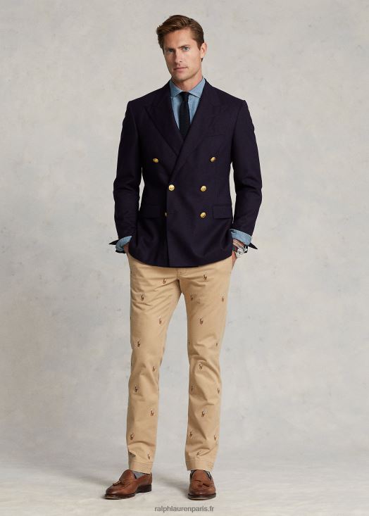 pantalon chino stretch coupe slim polo poney 46T60T910 Hommes Ralph Lauren vintage kaki aopp