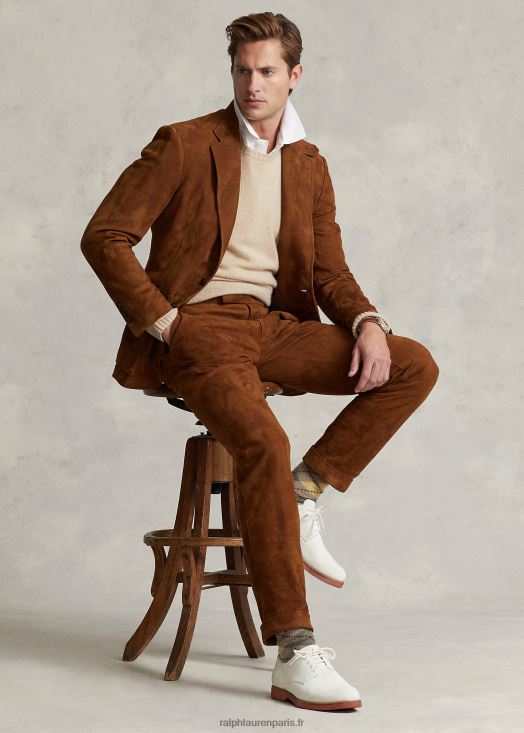 pantalon de costume en daim 46T60T1246 Hommes Ralph Lauren nouveau roux pâle