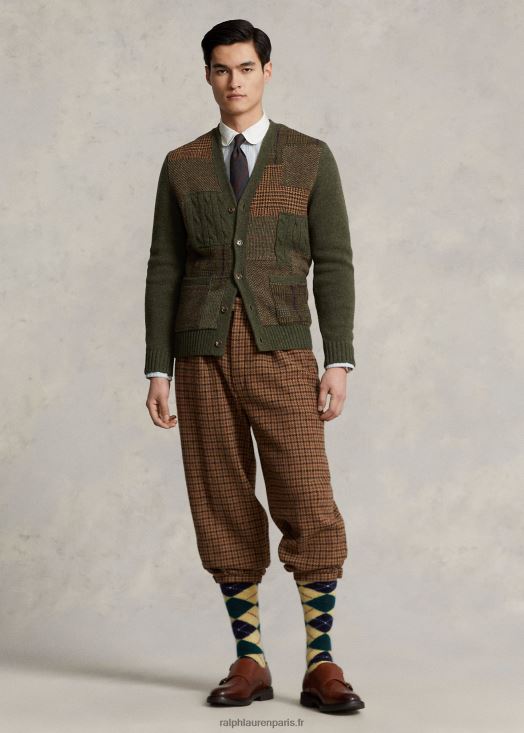 pantalon de costume en laine à carreaux plus deux 46T60T1290 Hommes Ralph Lauren marron/beige