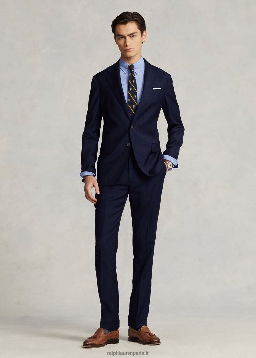 pantalon de costume en laine à fines rayures 46T60T8600 Hommes Ralph Lauren fines rayures marine