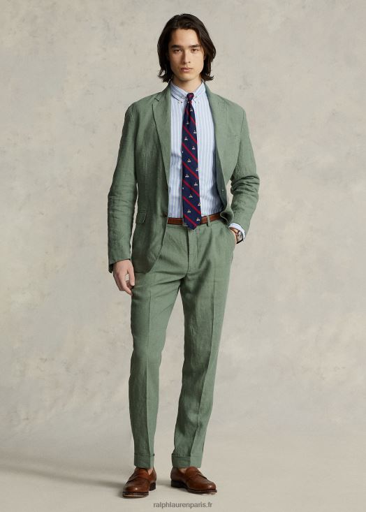 pantalon de costume en lin 46T60T1076 Hommes Ralph Lauren vert cargo