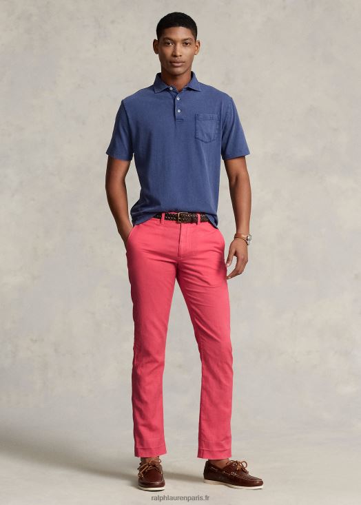pantalon droit en lin et coton 46T60T481 Hommes Ralph Lauren rouge pâle