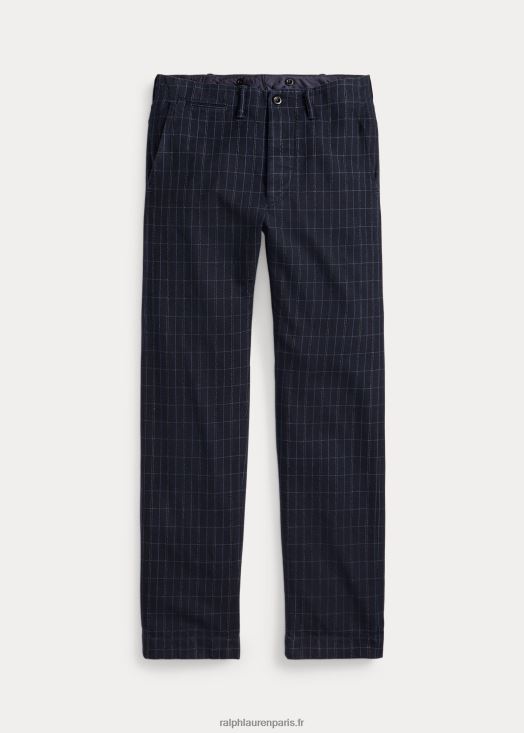 pantalon officier en sergé de lin et de coton 46T60T1777 Hommes Ralph Lauren teinture de fil indigo