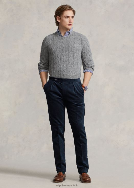 pantalon plissé en velours côtelé 46T60T8578 Hommes Ralph Lauren chasseur/marine