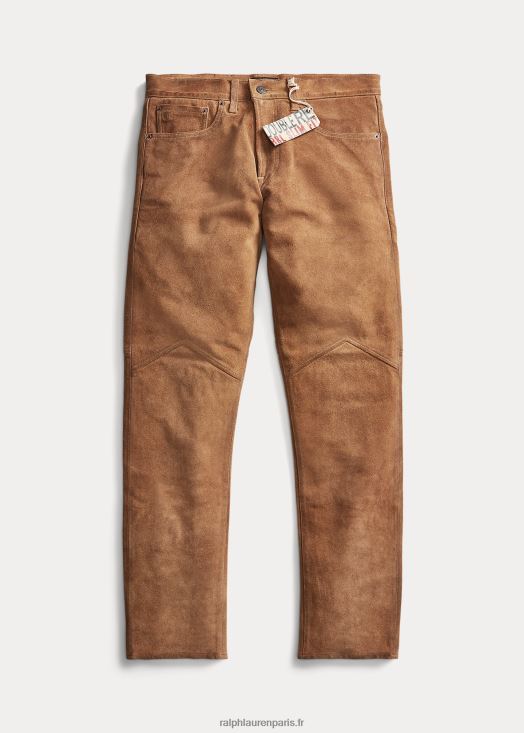 pantalon slim en daim brut 46T60T1796 Hommes Ralph Lauren bronzage en détresse