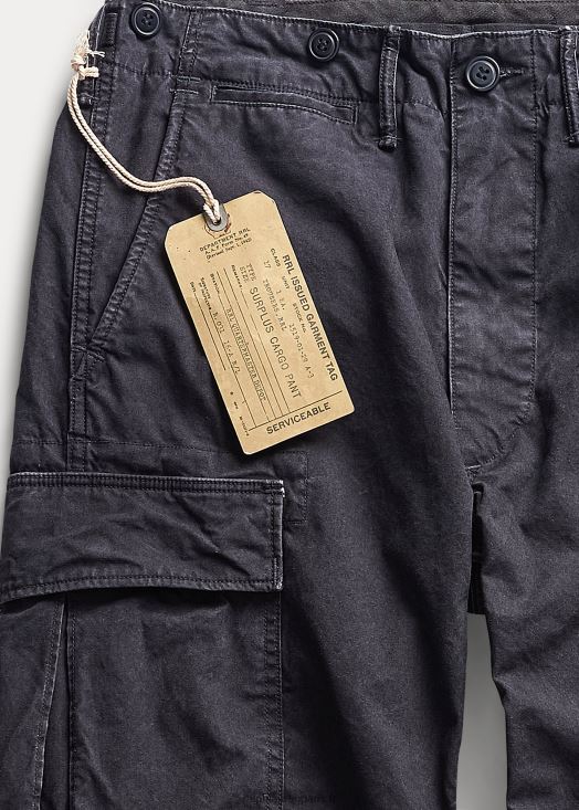 surplus de pantalon cargo en toile 46T60T8704 Hommes Ralph Lauren noir