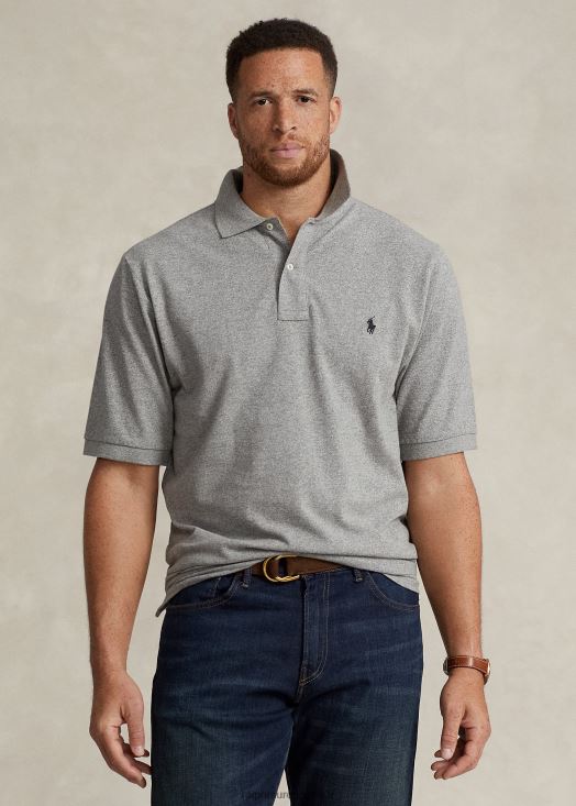 le polo iconique en maille 46T60T1821 Hommes Ralph Lauren gris chiné vintage foncé