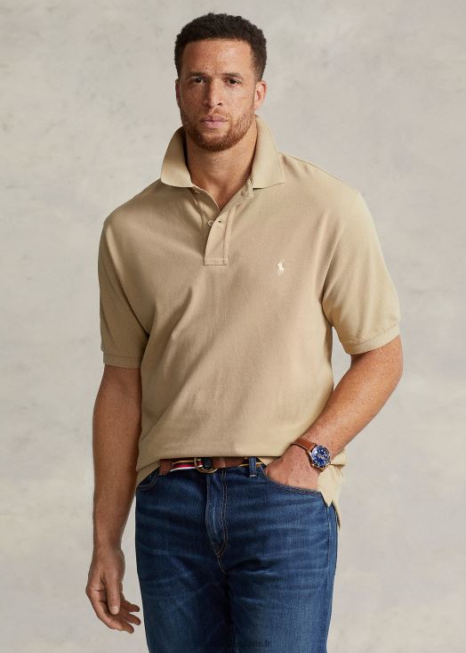 le polo iconique en maille 46T60T8677 Hommes Ralph Lauren beige côtier
