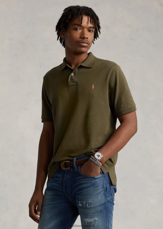 nouveau polo slim en mesh 46T60T29 Hommes Ralph Lauren olivier à baldaquin