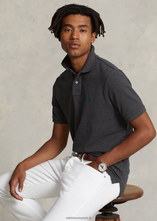 nouveau polo slim en mesh 46T60T30 Hommes Ralph Lauren barclay chiné/vert
