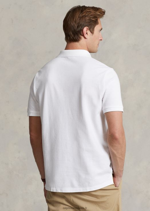 polo ajusté en résille 46T60T1 Hommes Ralph Lauren Navet blanc