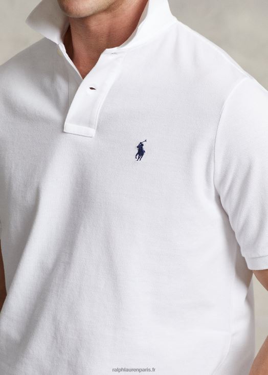 polo ajusté en résille 46T60T1 Hommes Ralph Lauren Navet blanc